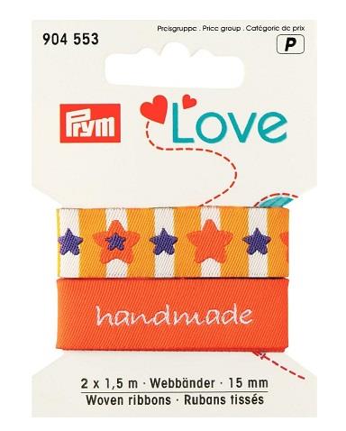 PRYM LOVE WOVEN RIBBONS STAR 15MM 2X1.5M 904553