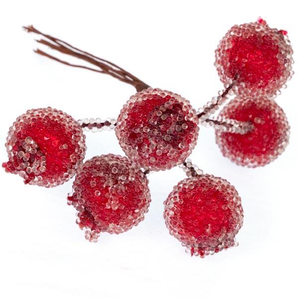 FROSTED RED POMEGRANATE PICK 20MM ( 6 HEAD