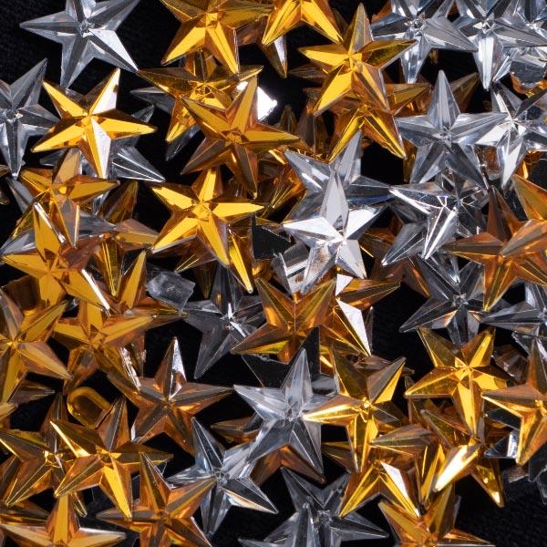 MIXED GOLD/SILVER STAR GEMS 60PCS