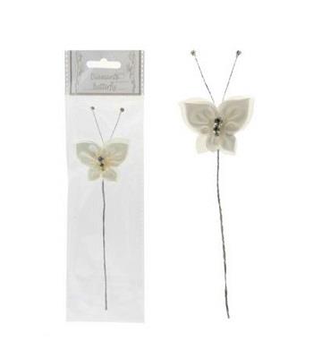 SATIN RIBBON BUTTERFLY/DIAMANTE BODY IVORY