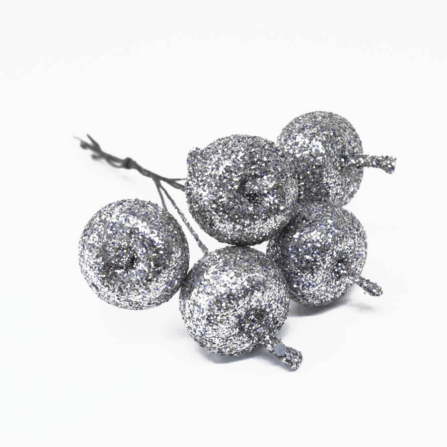 20MM FROSTED BERRIES 5PCS SILVER
