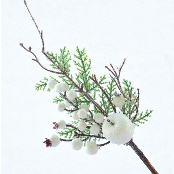 FROSTED STEM WITH WHITE BERRIES