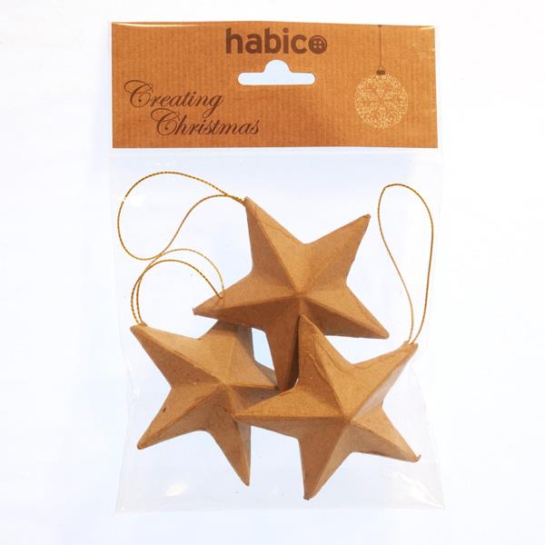 PACK OF 3 PAPER MACHE STARS