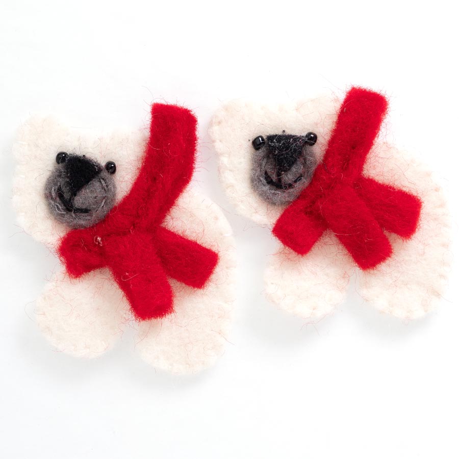 FELT XMAS BEARS 5CM X 5.5CM PK OF 2