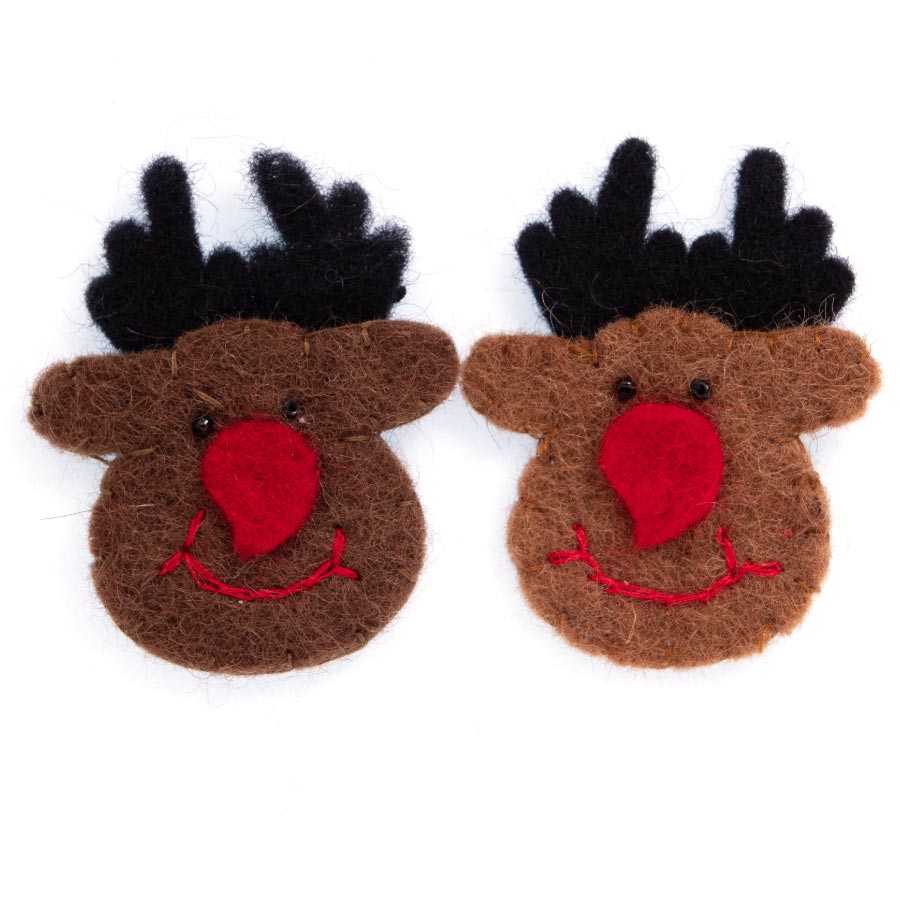 FELT CHEEKY REINDEER FACES 4CM X 6.5CM PK