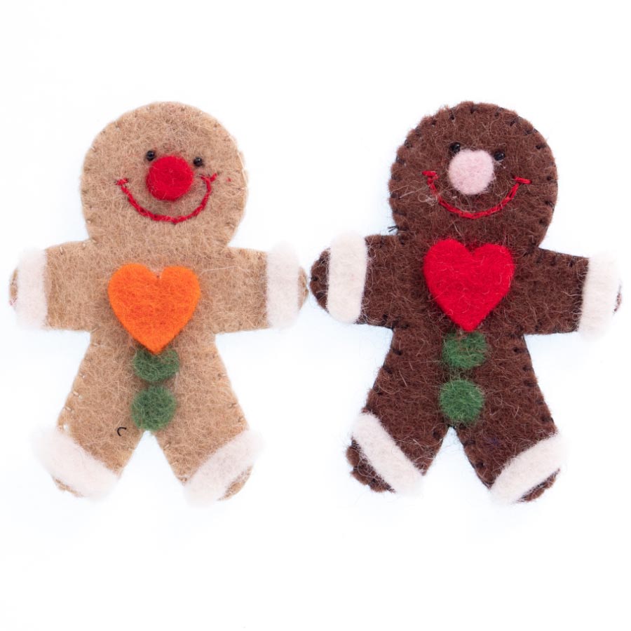 FELT GINGERBREAD PEOPLE 4CM X 6CM PK OF 2