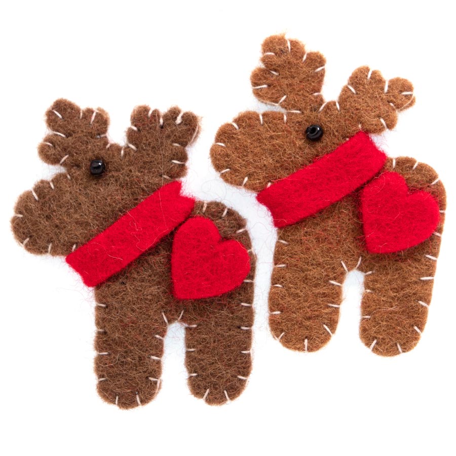 FELT REINDEERS 5CM X 7CM PK OF 2