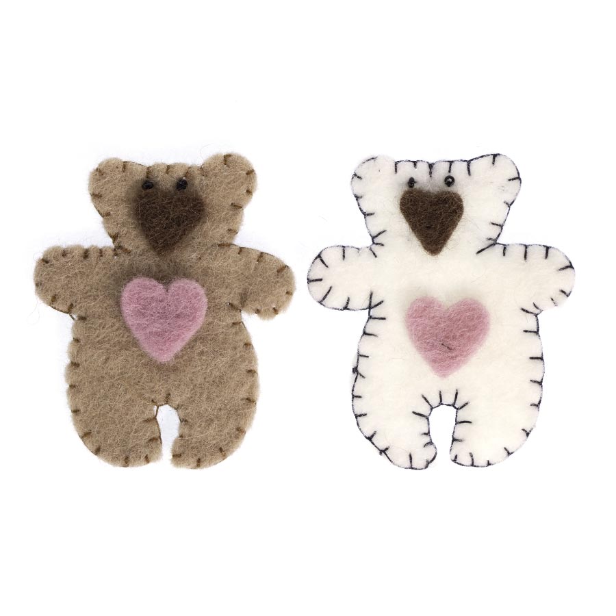 FELT BEARS 6CM X 7CM 2 PIECES