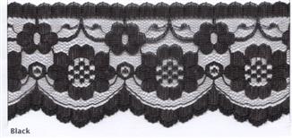 60mm Flat Nylon Lace 25m BLACK