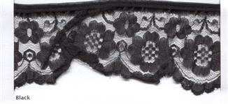 60mm Frilled Nylon Lace 25m BLACK