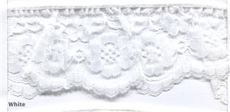 60mm Frilled Nylon Lace 25m WHITE