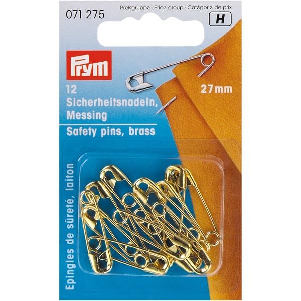 SAFETY PINS  BRASS 1 GOLD  27MM 071275