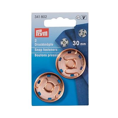 SEW-ON SNAP F'NER BRASS 30MM ROSE GOLD 341802