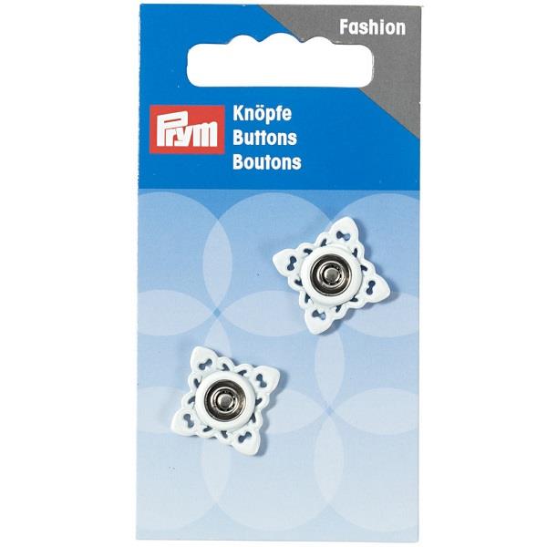 SEW-ON SNAP F'NERS SQUARE 21MM WHITE 341934