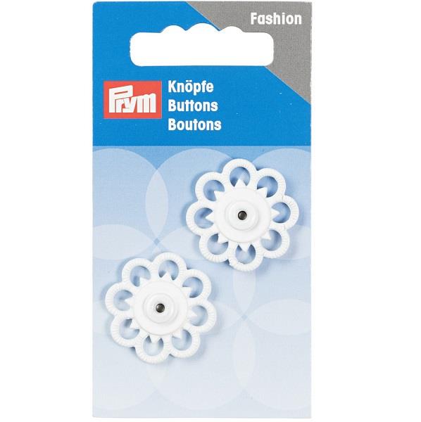 SEW-ON SNAP F'NERS FLOWER 25MM WHITE 341938