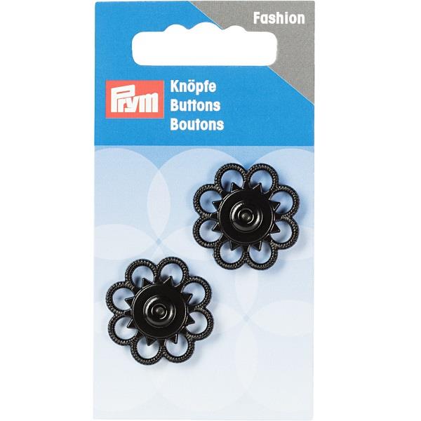 SEW-ON SNAP F'NERS FLOWER 25MM BLACK 341939