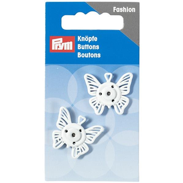 SEW-ON SNAP F'NERS BUTTERFLY 25MM WHITE 341940