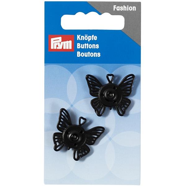 SEW-ON SNAP F'NERS BUTTERFLY 25MM BLACK 341941