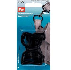SNAP HOOK SET PLASTIC 30MM BLACK 417940