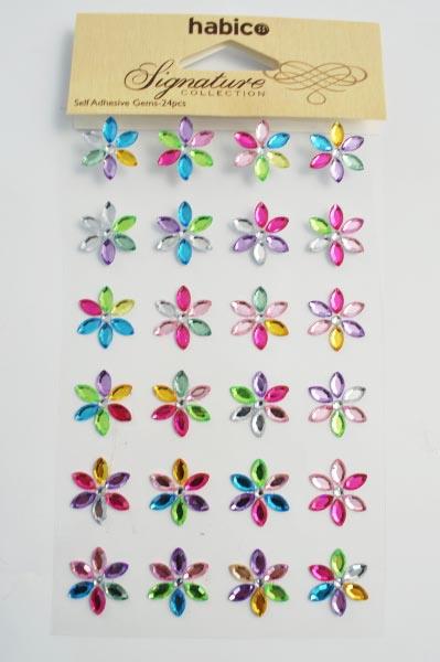 SELF ADHESIVE FLOWER GEMS - 24PCS