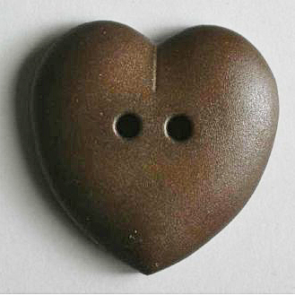 S HEART 2 HOLE 15MM BROWN (24) 219031