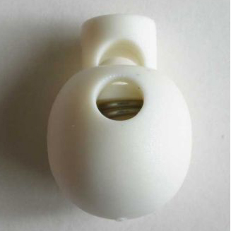S BEAD SHAPED CORD STOPPER 18MM WHT (20) 260979