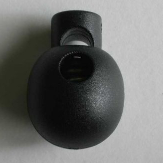 S BEAD SHAPED CORD STOPPER 18MM BLK (20) 260980