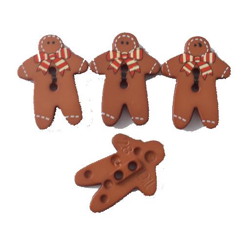 S GINGERBREAD MAN 2 HOLE 25MM RED (24) 280777