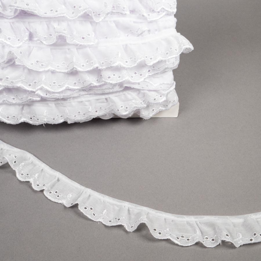 25MM FRILLED BRODERIE ANGLAIS 25M  WHITE