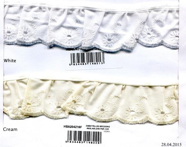 30MM FRILLED BRODERIE ANGLAIS IVORY