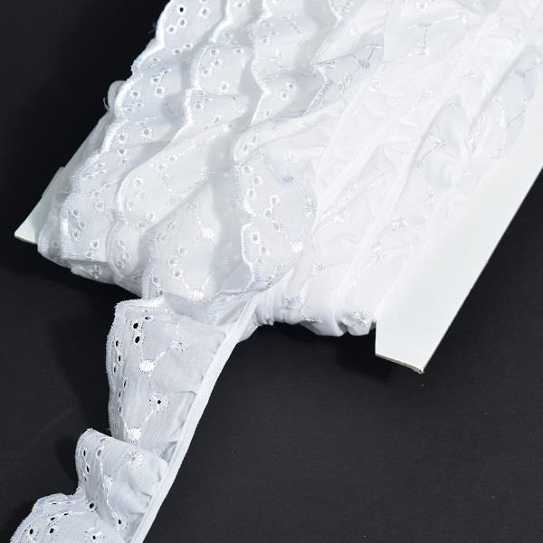 50MM FRILLED BRODERIE ANGLAIS 12.5M WHITE
