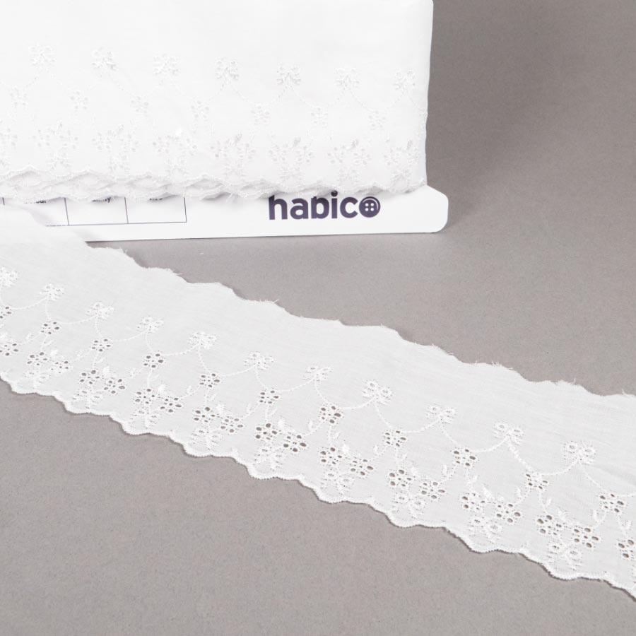 65MM FLAT BRODERIE ANGLAIS WHITE