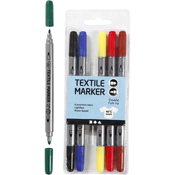 TEXTILE MARKERS PRIMARY - SET OF 6