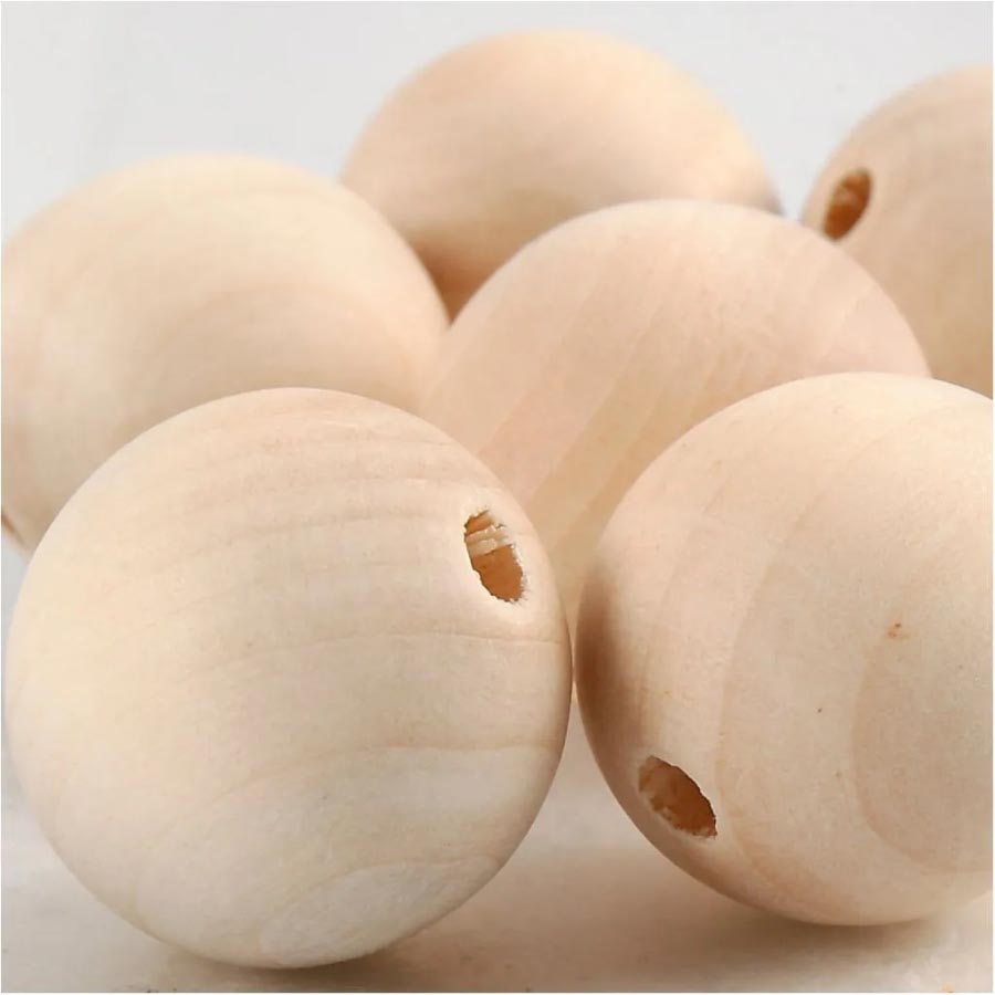 25MM WOODEN BEAD WITH HOLE 5PCS