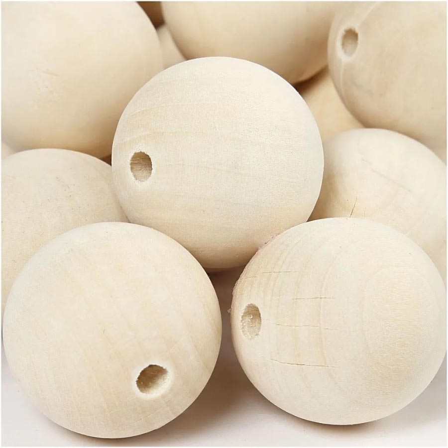 35MM WOODEN BEAD WITH HOLE 3PCS