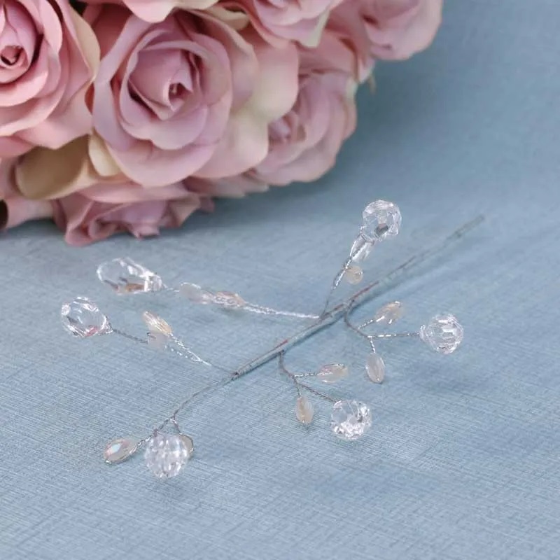 CRYSTAL BEADS ON SILVER WIRE STEMS 1 PCS