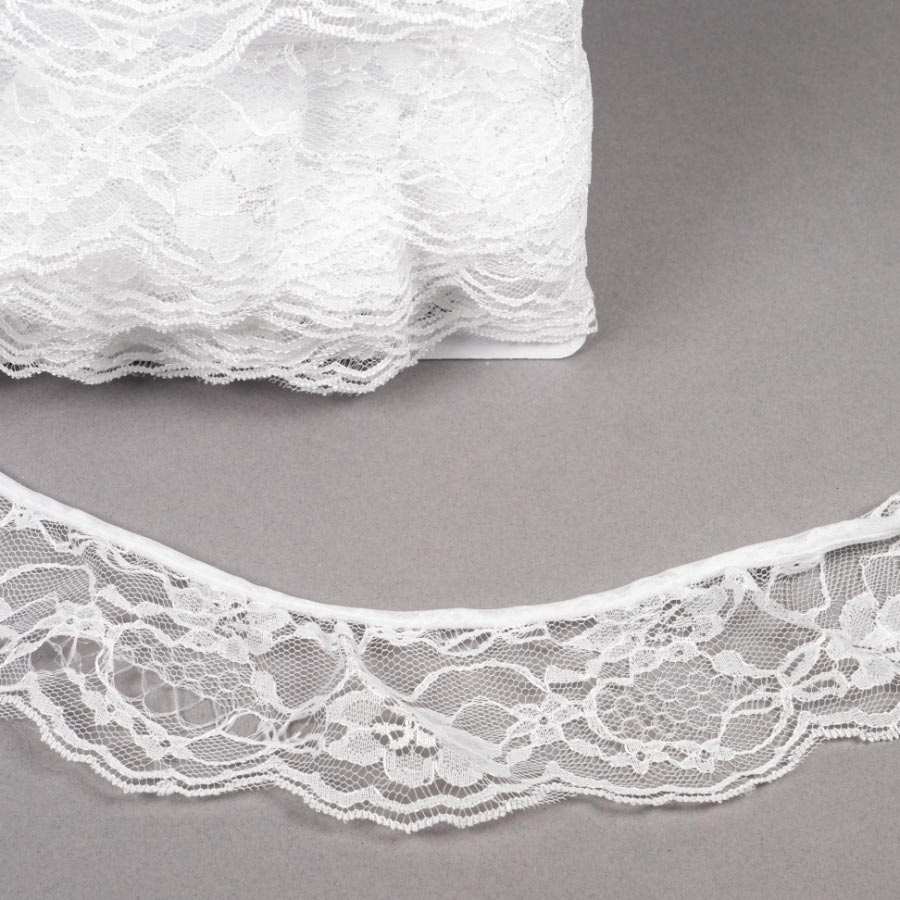 60MM FRILLED LACE WHITE