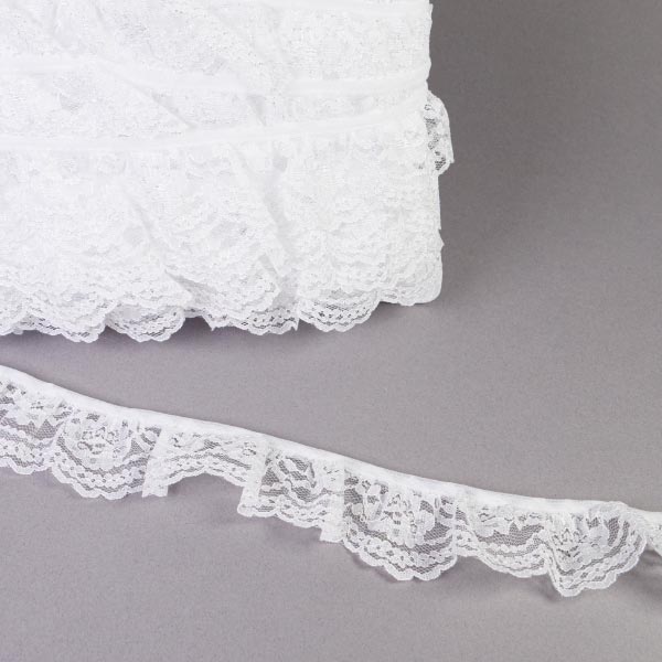 38MM FRILLED LACE WHITE