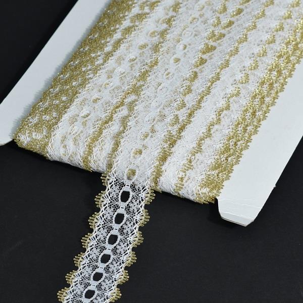 SLOTTED LACE 46M APPROX. WHITE/GOLD