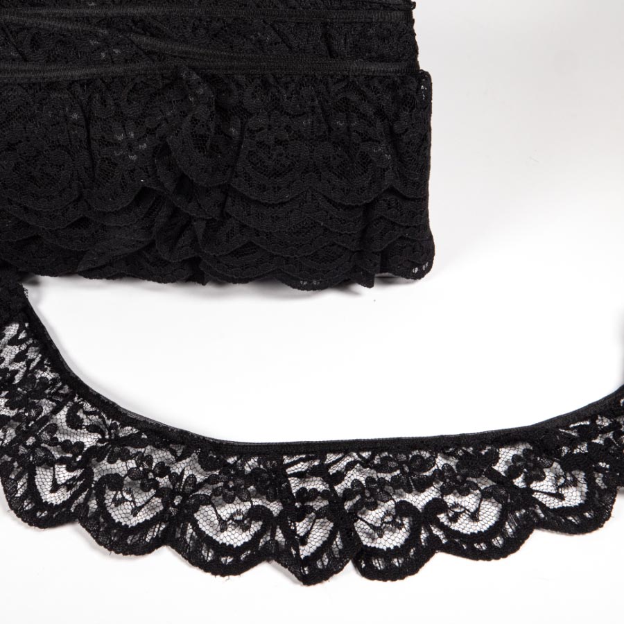 FRILLED LACE (CARDED 25M) BLACK