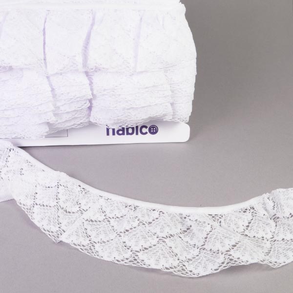 55MM FRILLED LACE WHITE