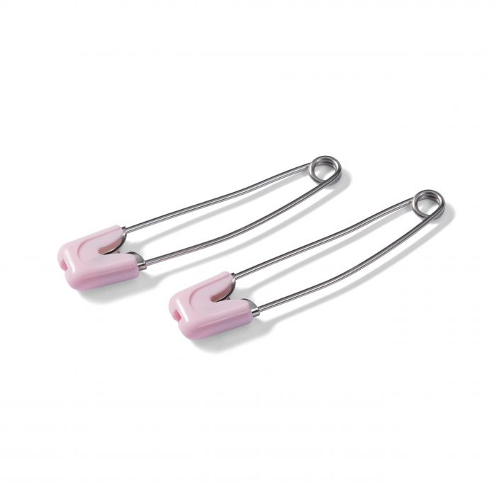 NAPPY PINS STAINLESS STEEL 55MM PINK 086102