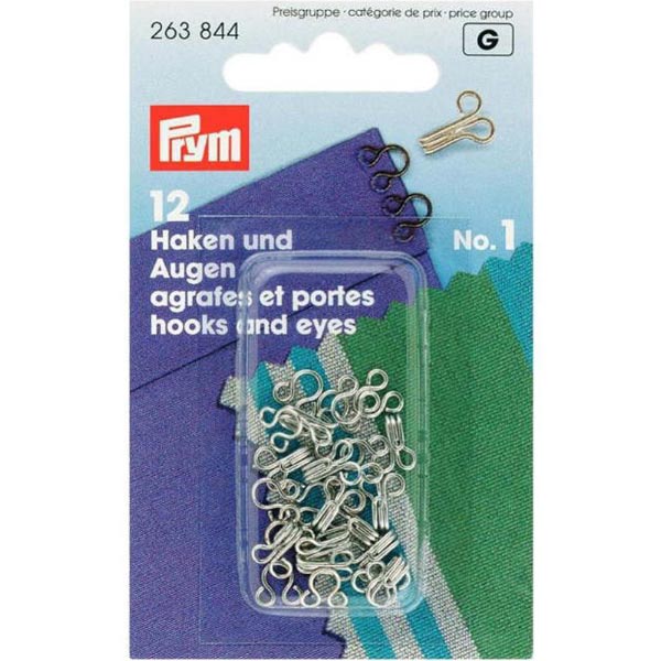 HOOKS AND EYES BRASS 1 SILVER 263844