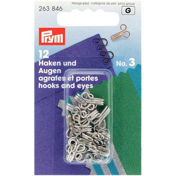 HOOKS AND EYES BRASS 3 SILVER 263846