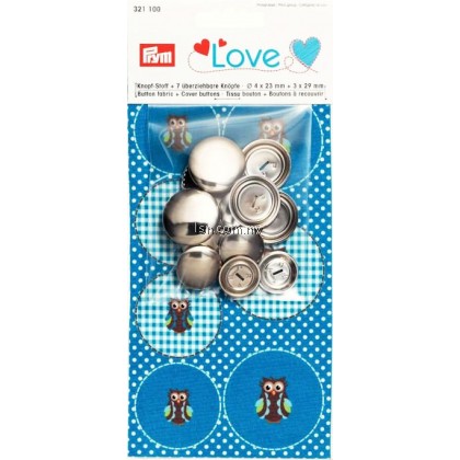 PRYM LOVE BUTTON FABRIC OWL + 7 BUTTONS 321100