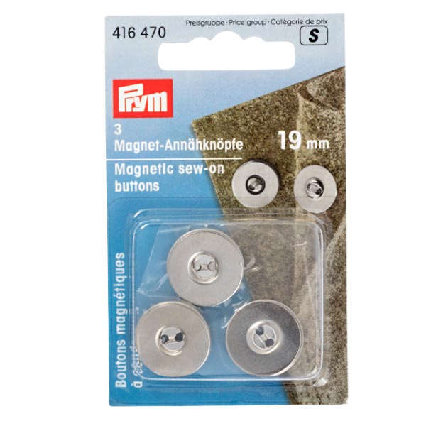 MAGNETIC SEW-ON BUTTONS 19MM SILVER 416470