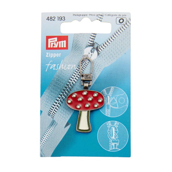 FASHION ZIPPER PULLER FOR  MUSHROOM RED/WH 482193