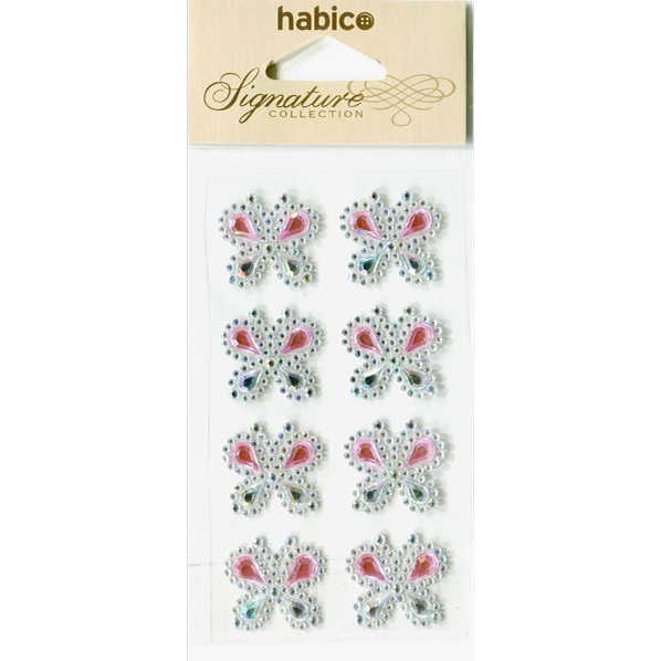 SELF-ADHESIVE BUTTERFLY GEMS (8PCS) PINK