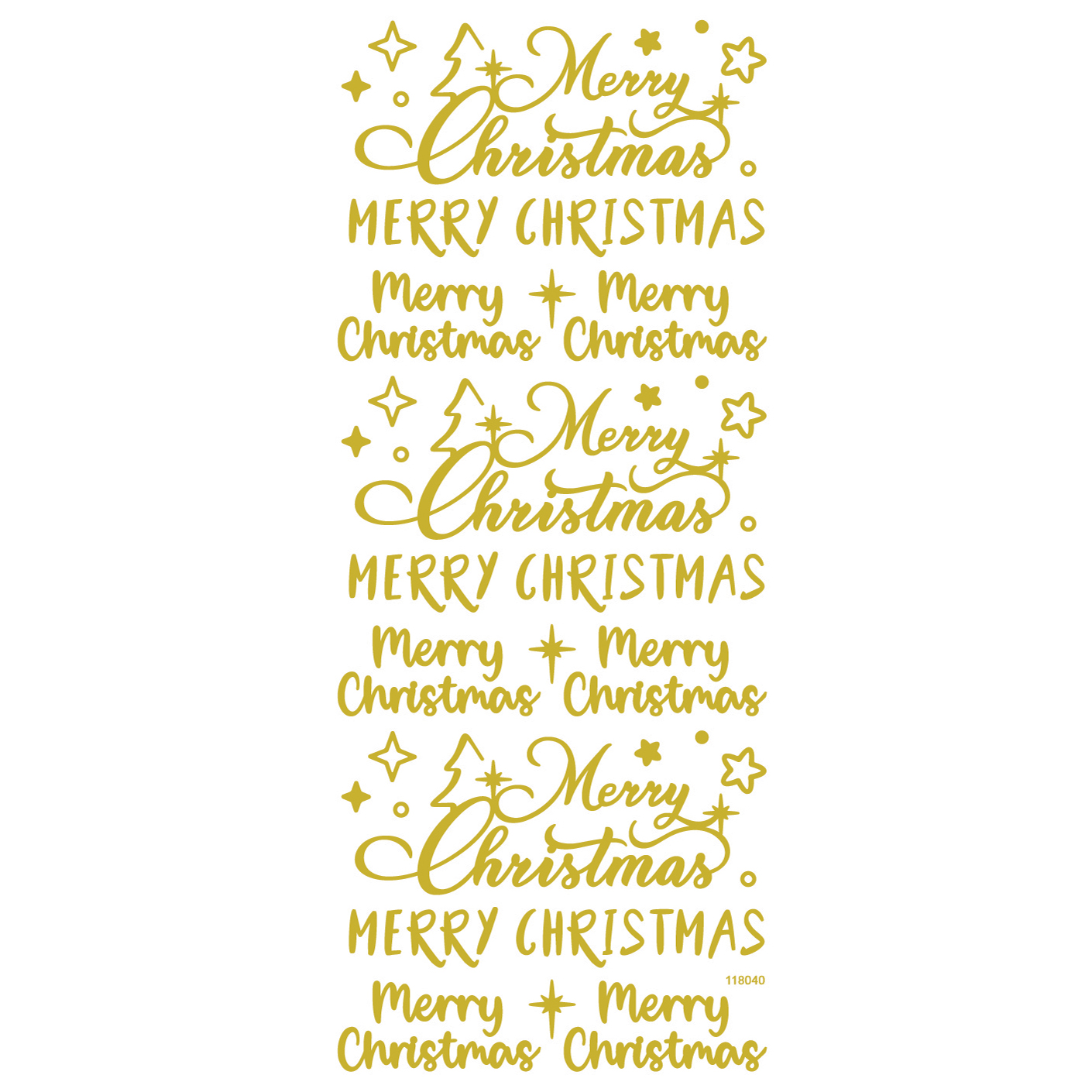 MERRY CHRISTMAS FOILED STICKERS 10PCS