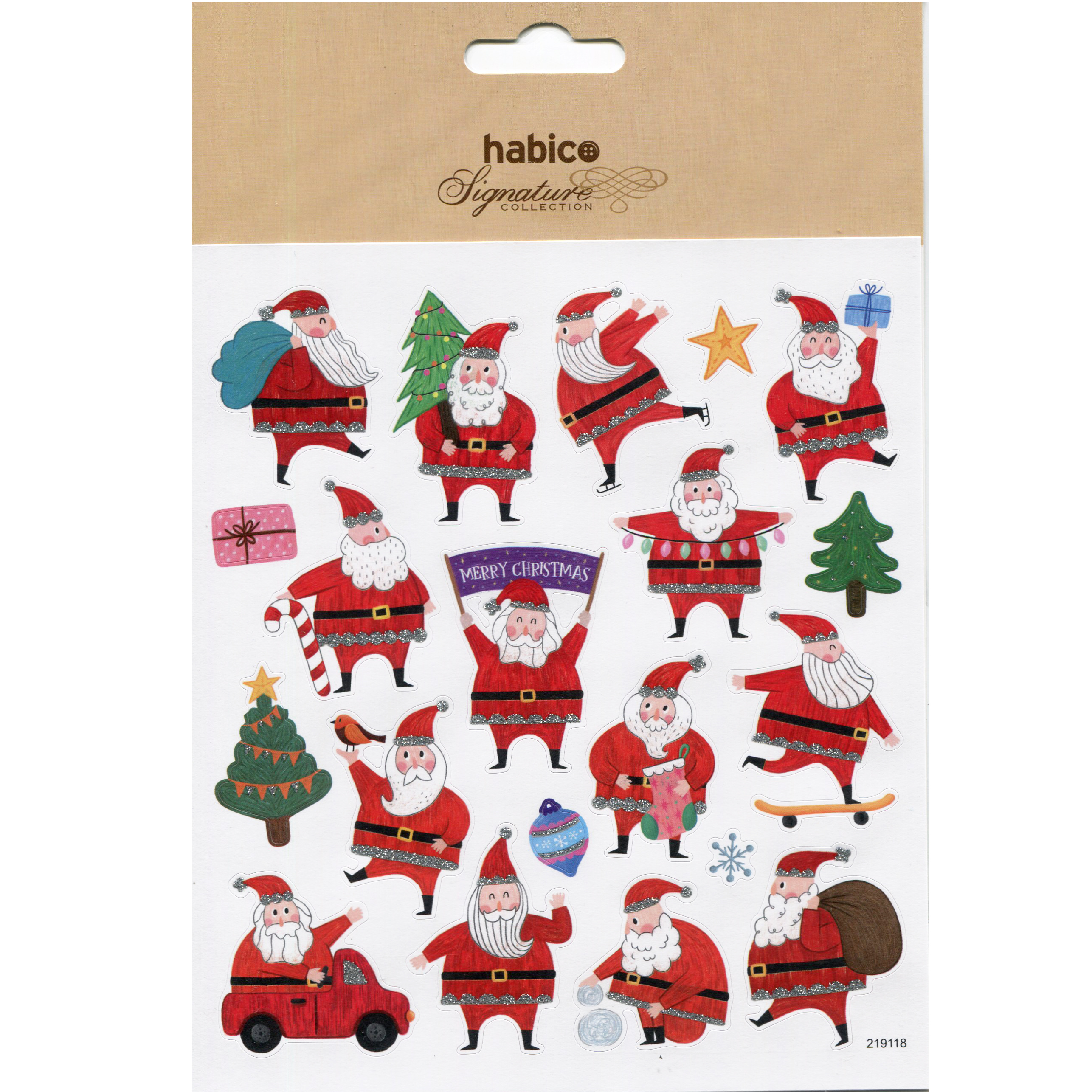 STICKERS PACK OF 10  SANTA ON THE GO
